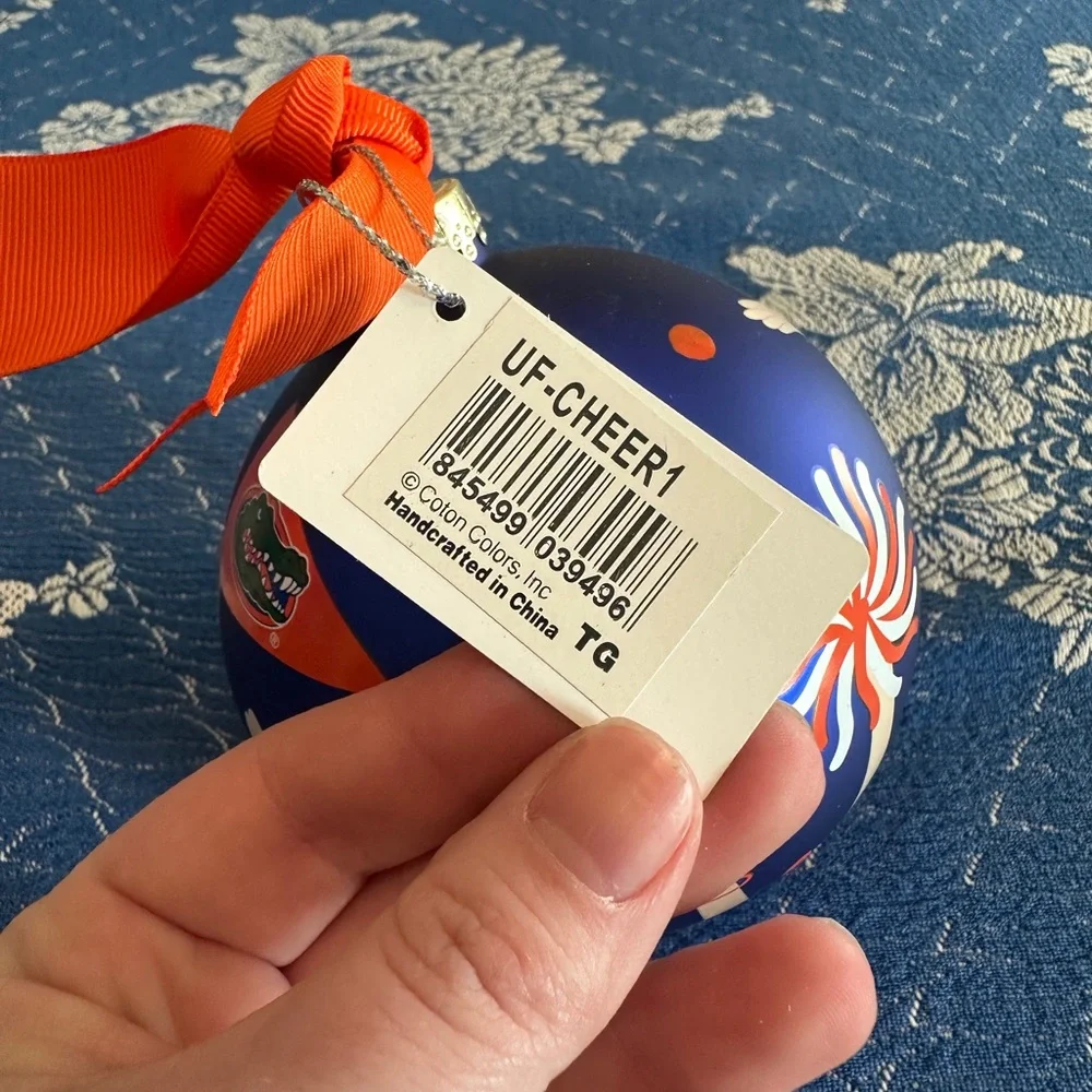 Coton Colors “Gator Bait” Blue Ornament w/ Cheer Design - University of Florida